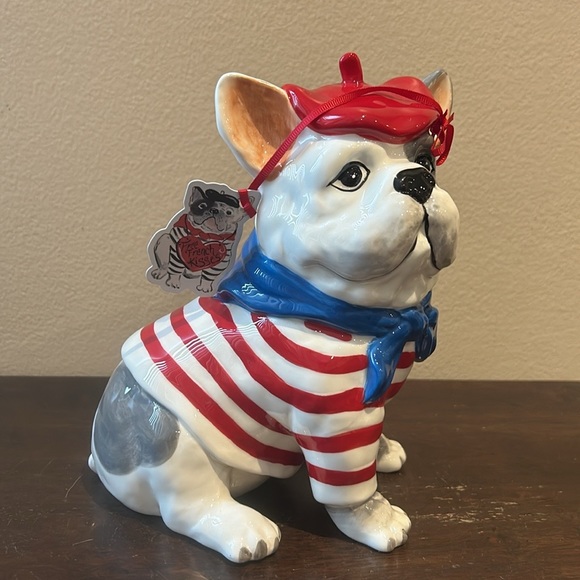 BLUE SKY CLAYWORKS Red Blue White FRENCHIE IN FRENCH SAILORS OUTFIT New - Picture 2 of 5